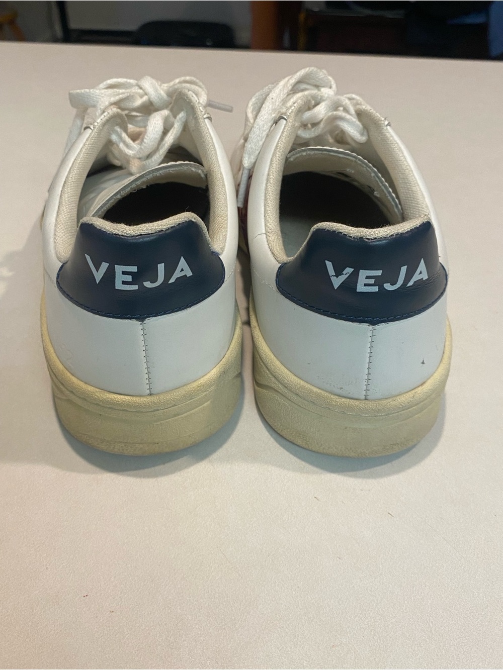 VEJA V-12 LEATHER SNEAKER EXTRA WHITE MARSALA NAUTICO V LOGO LACE UP SZ 7 EU 38 - Picture 10 of 16